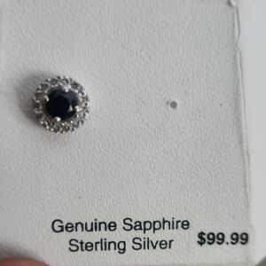 Sterling Silver Earring With Genuine Sapphire, Wrapped With L.C Diamonds